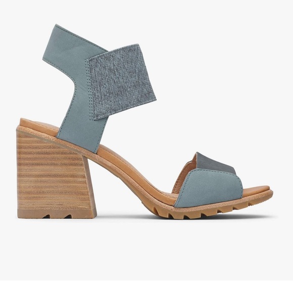 Sorel Women Blue Gray Leather Block Heel Ankle Strap Sandals Size 6 - Picture 2 of 12